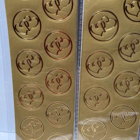 Double Heart Seals Gold Stickers for Cards Crafts - Picture 5 of 12